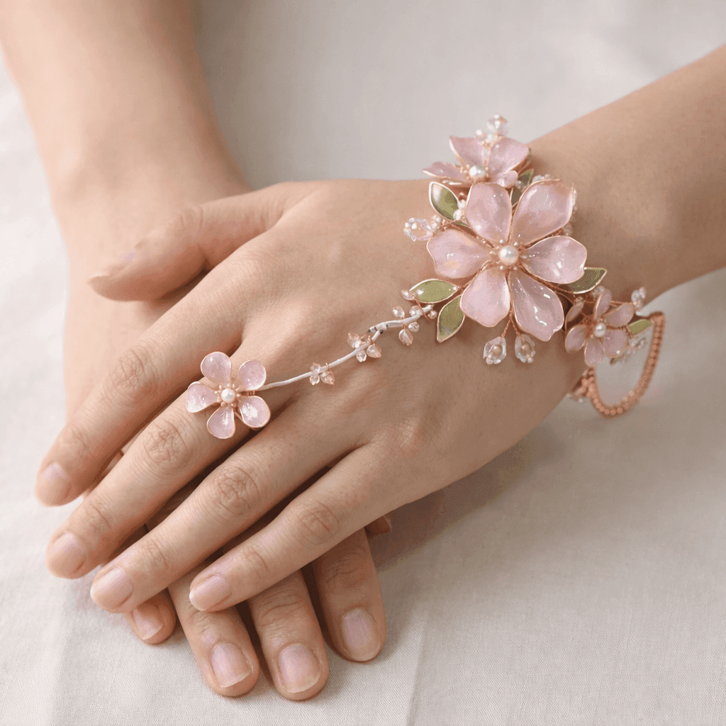 Blossom Grace Resin Flower Hathphool - Hand Harness Jewellery