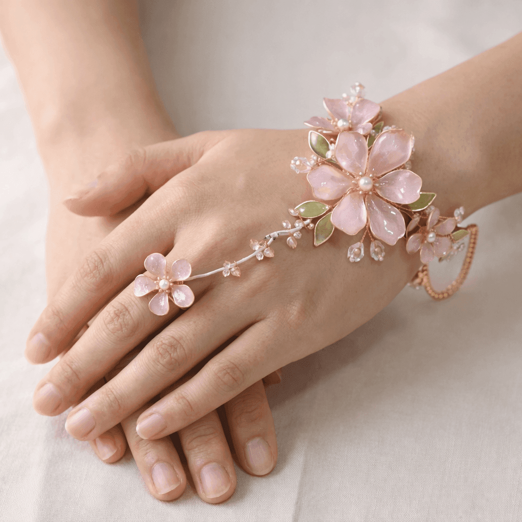 Blossom Grace Resin Flower Hathphool - Hand Harness Jewellery
