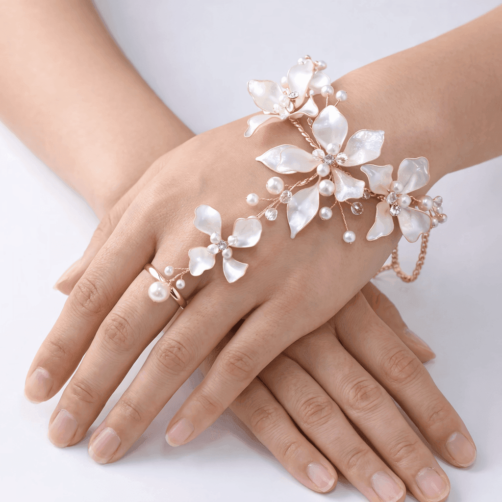 Blossom Grace: Resin Flower Hathphool - Hand Harness Jewellery
