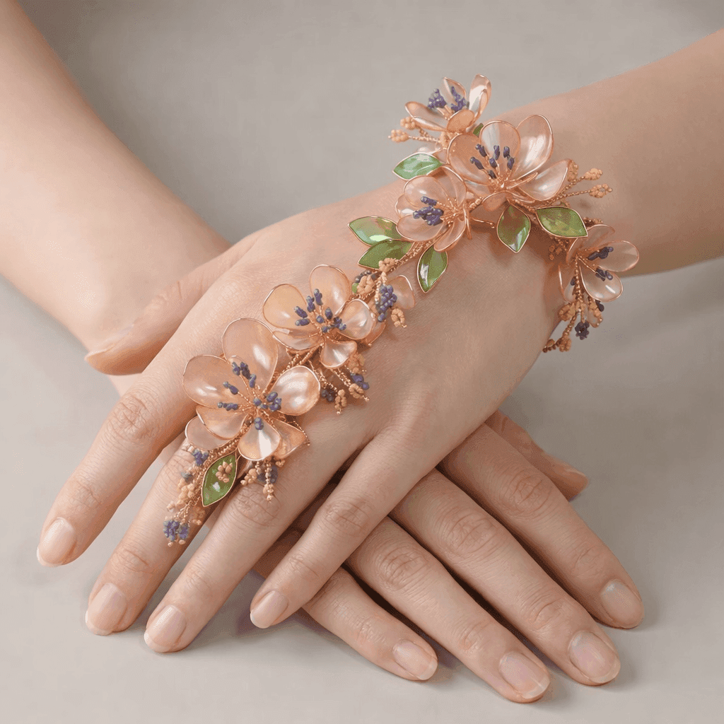 Enchanting Resin Blossom Hathphool - Hand Harness Jewellery Piece