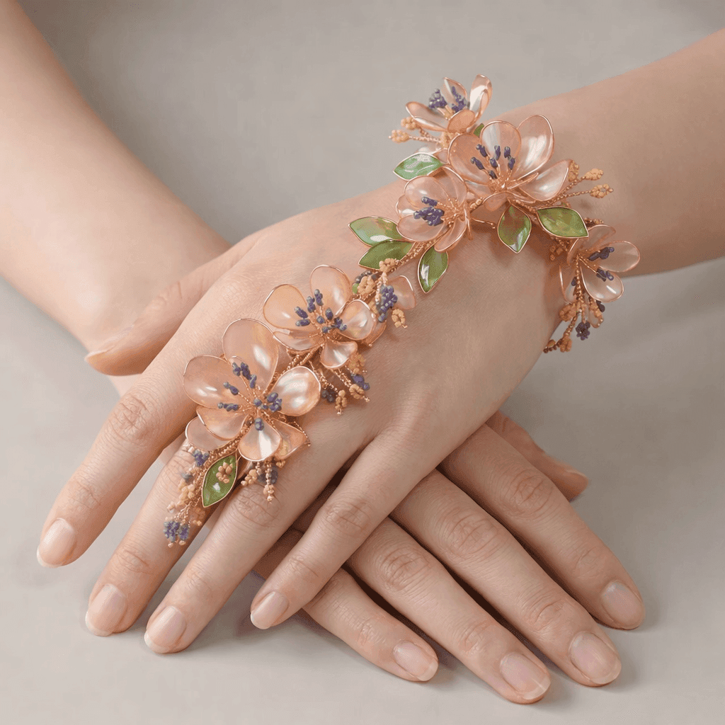 Enchanting Resin Blossom Hathphool - Hand Harness Jewellery Piece
