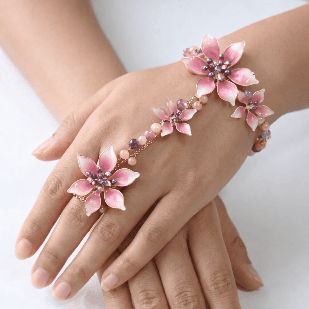 Blossom Bloom Resin Flower Hathphool - Hand Harness Jewellery