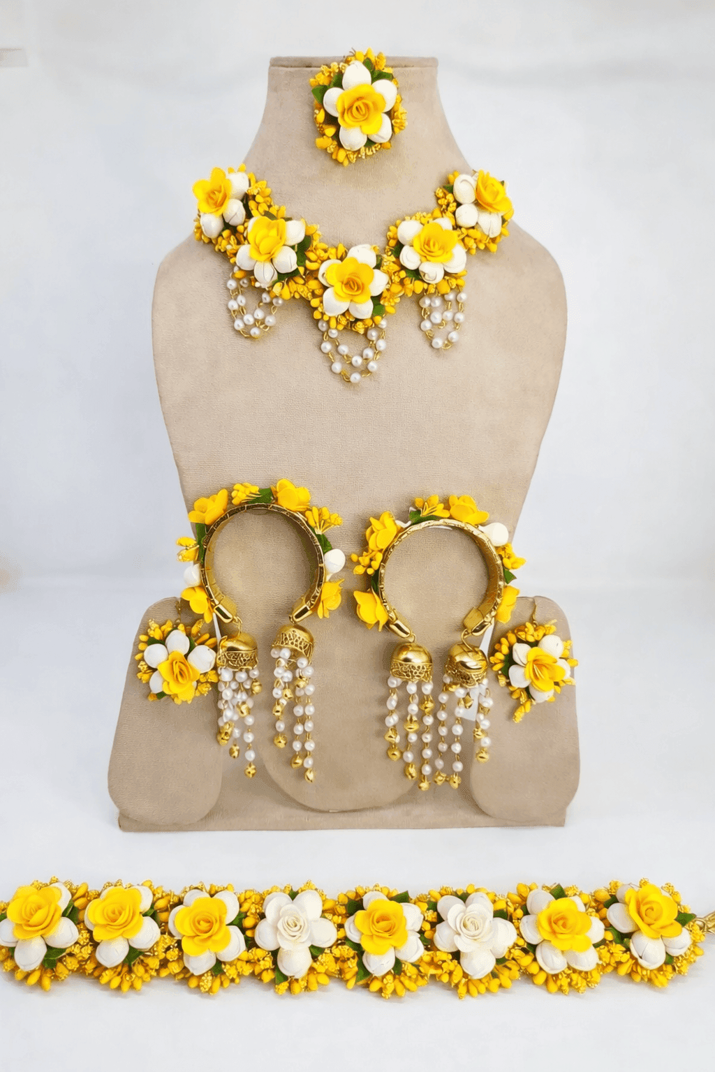 Blooming Blossom Godh Bharai Baby Shower Floral Jewelry Set