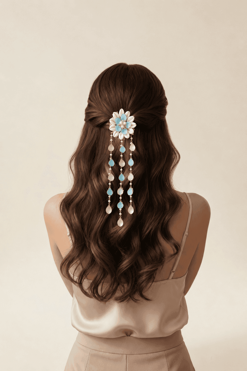 Sky-Blue Shell & Pearl Minimal Hair Accessories