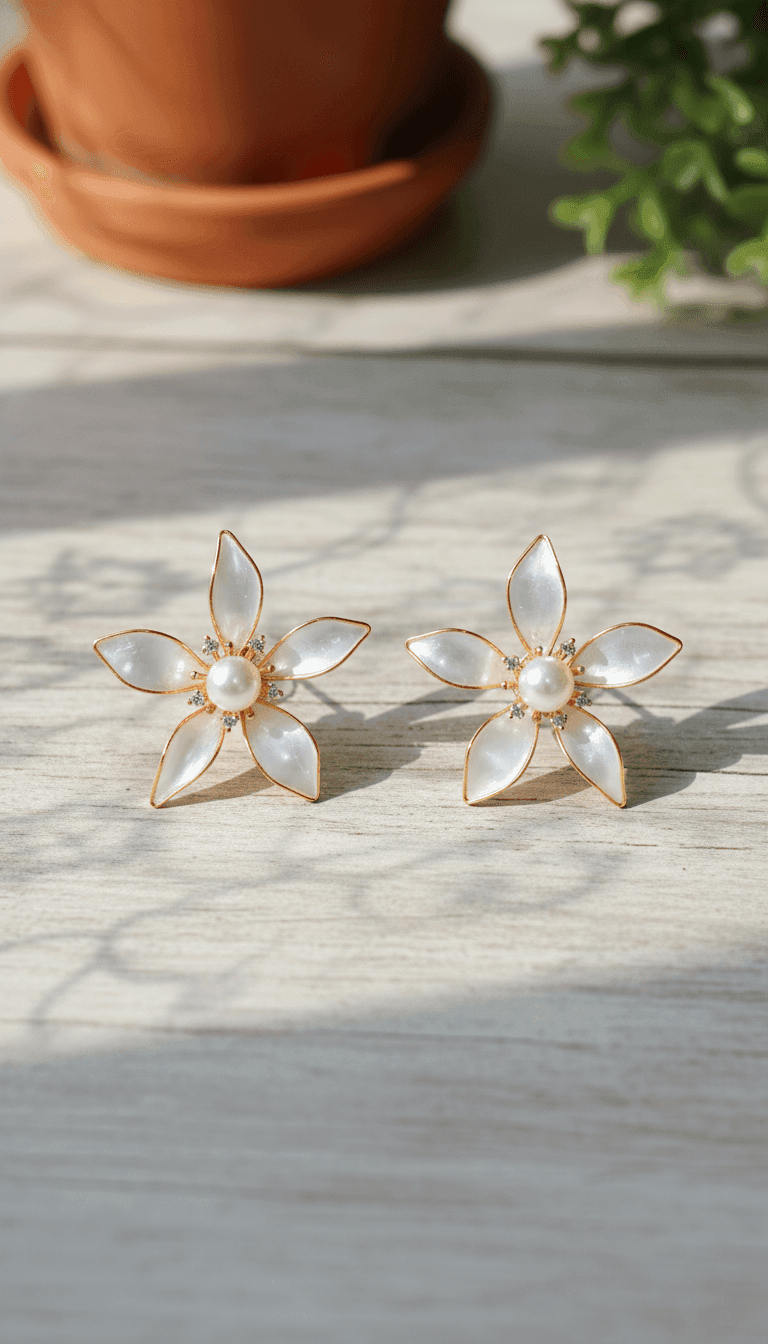 Floral Blossom Resin Earrings for Women - Lightweight Copper Delight
