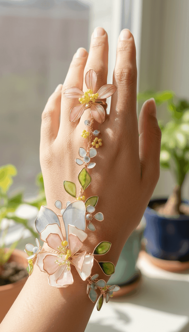 Blossomic Resin Hathphool: Handcrafted Hand Harness Jewellery