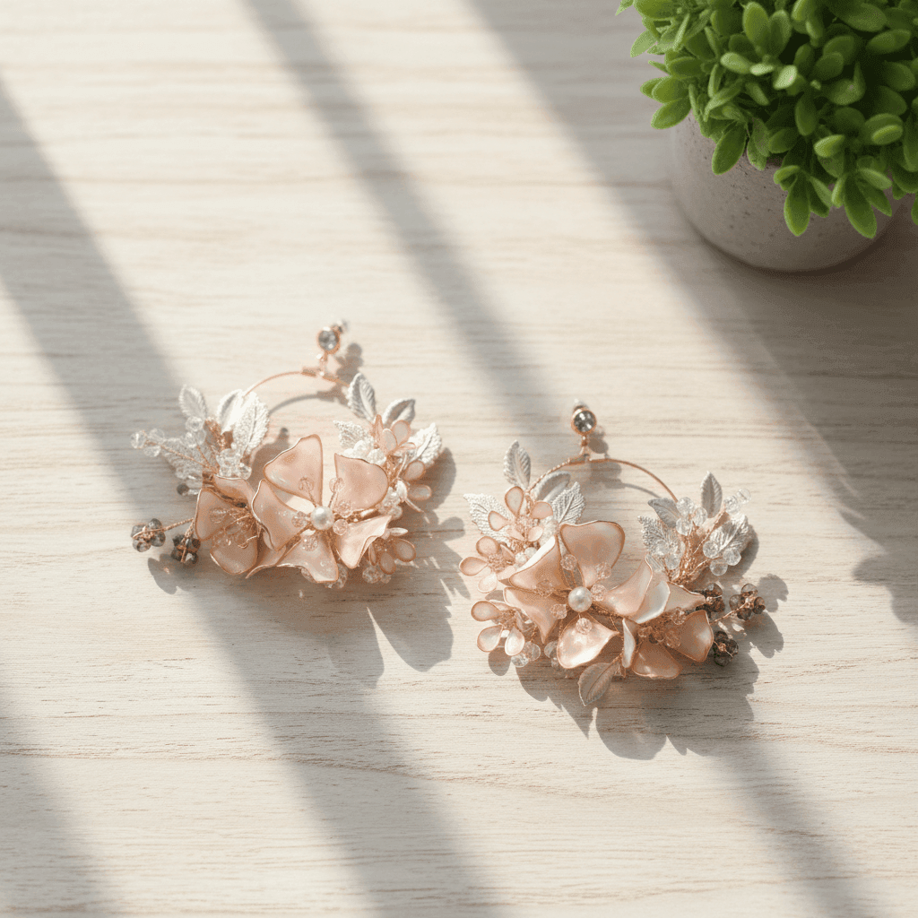 Peach Flower Resin Earrings for Women | Handmade Jewellery