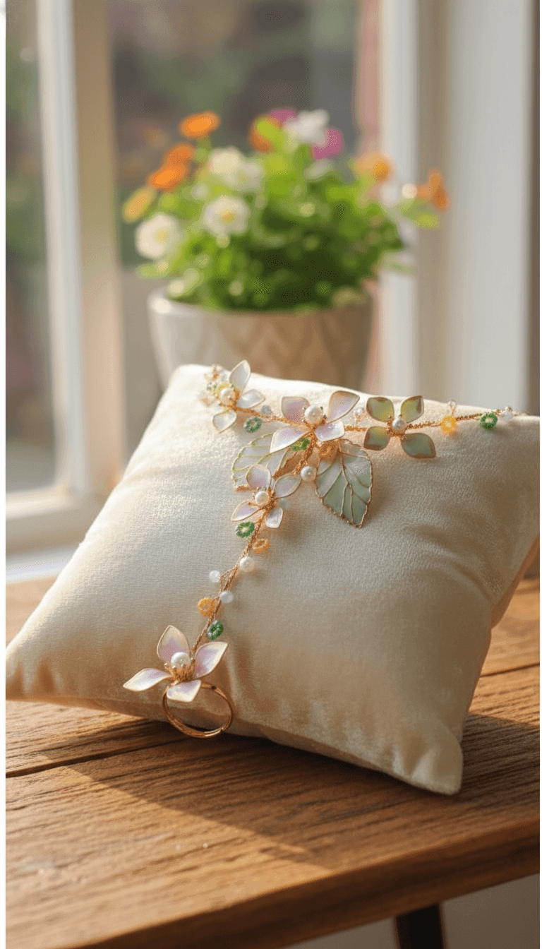 Resin Bloom - Handcrafted Flower Hathphool and Hand Harness Jewelry Set
