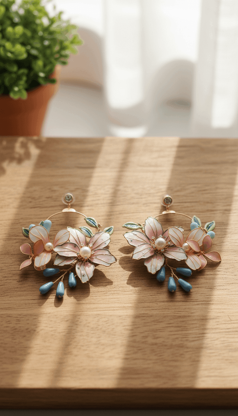Blooming Resin Flower Earrings in Lightweight Copper Design