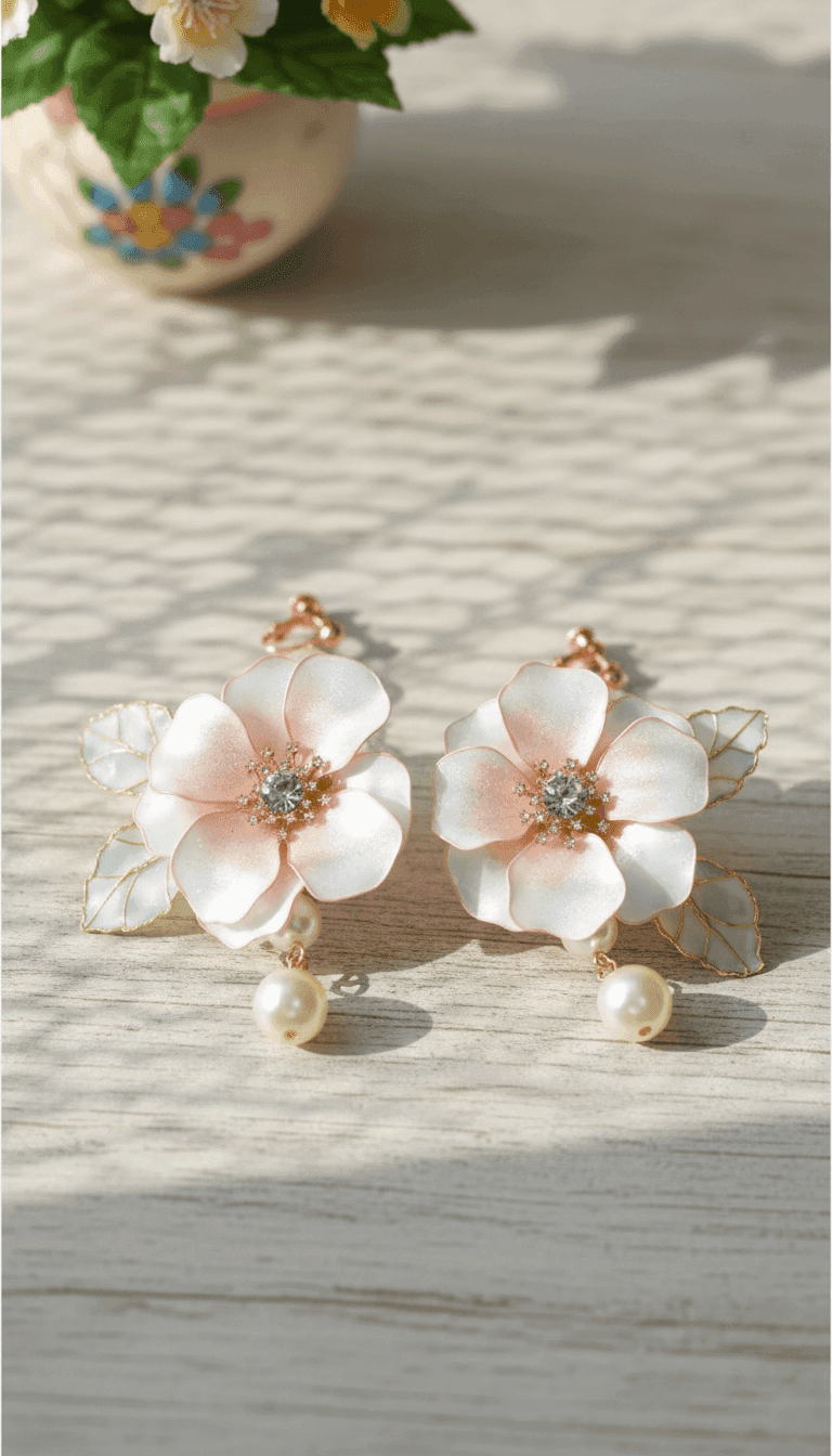 Hand-Crafted Designer Resin Earrings for Women, Floral Drop Style