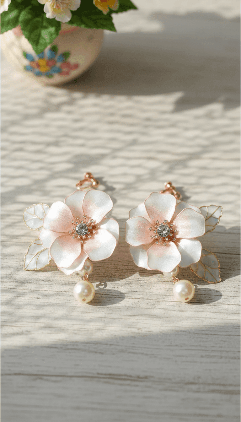 Hand-Crafted Designer Resin Earrings for Women, Floral Drop Style