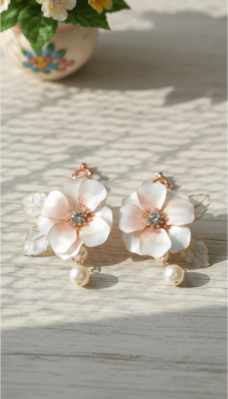 Hand-Crafted Designer Resin Earrings for Women, Floral Drop Style