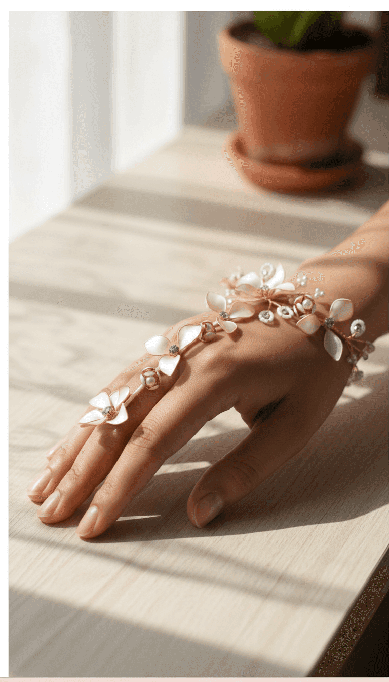 Handcrafted Resin Flower Hathphool - Elegant Hand Harness Jewellery