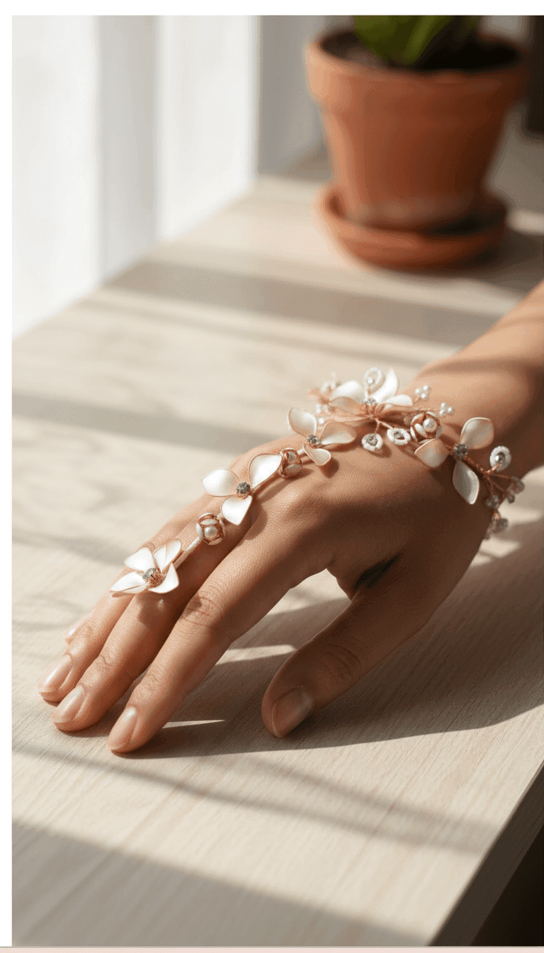 Handcrafted Resin Flower Hathphool - Elegant Hand Harness Jewellery