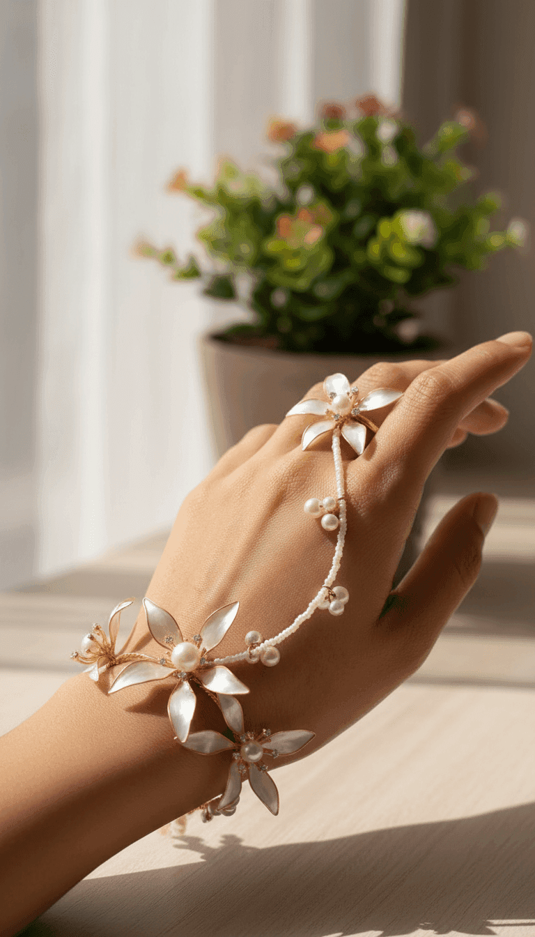 Handcrafted Resin Flower Hathphool: Classic Hand Harness Jewellery