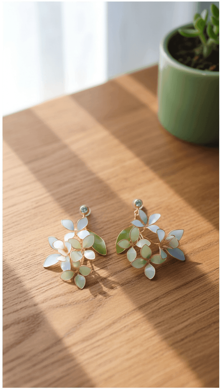 Pastel Blue & Green Floral Resin Statement Earrings for Women