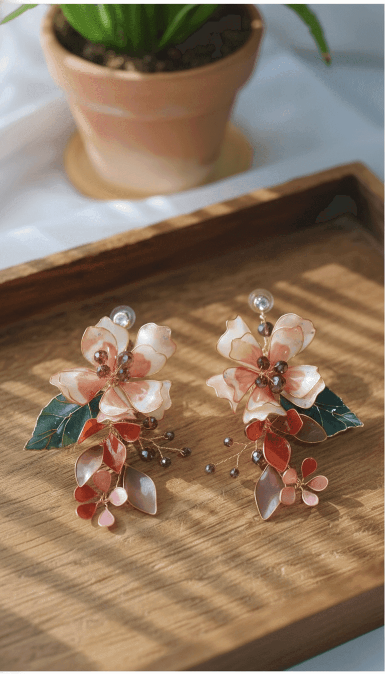 Floral Drop: Designer Handmade Women's Resin Earrings, 8cms