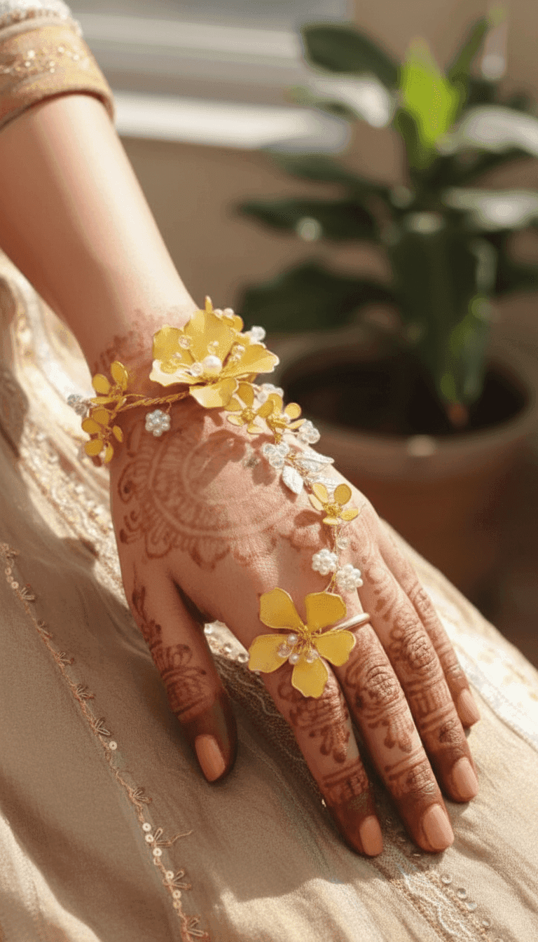 Exquisite Resin Flower Hand Harness Hathphool - Handmade Ornamental Custody