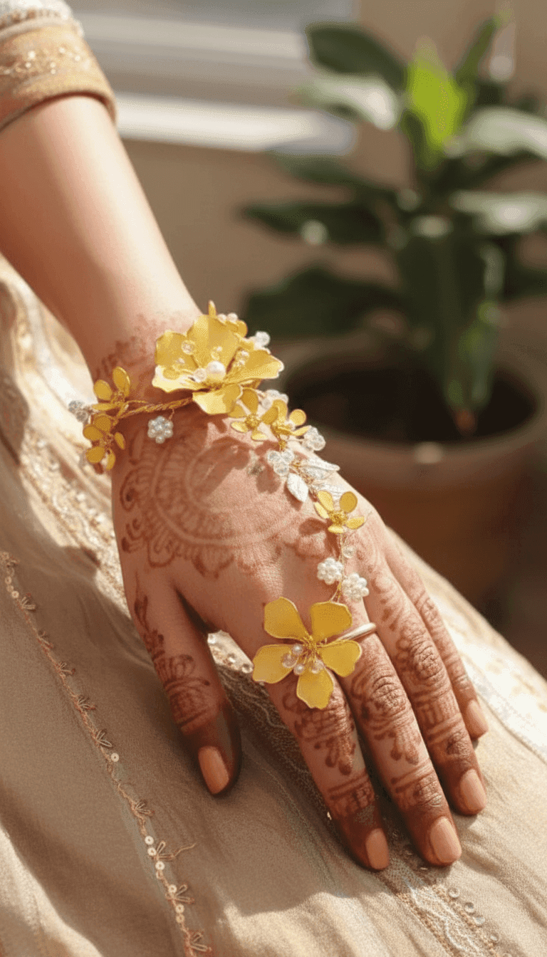 Exquisite Resin Flower Hand Harness Hathphool - Handmade Ornamental Custody