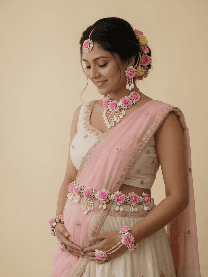Traditional Floral Baby Shower Jewellery Set India
