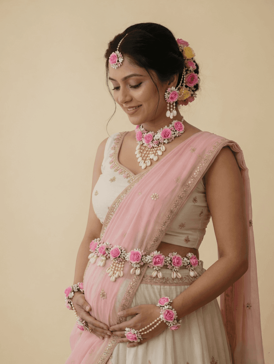 Traditional Floral Baby Shower Jewellery Set India