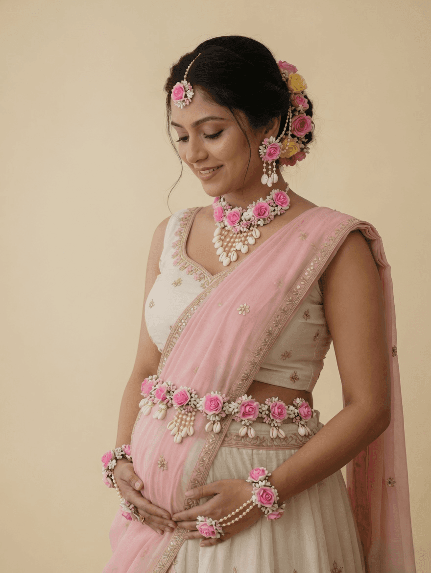 Traditional Floral Baby Shower Jewellery Set India