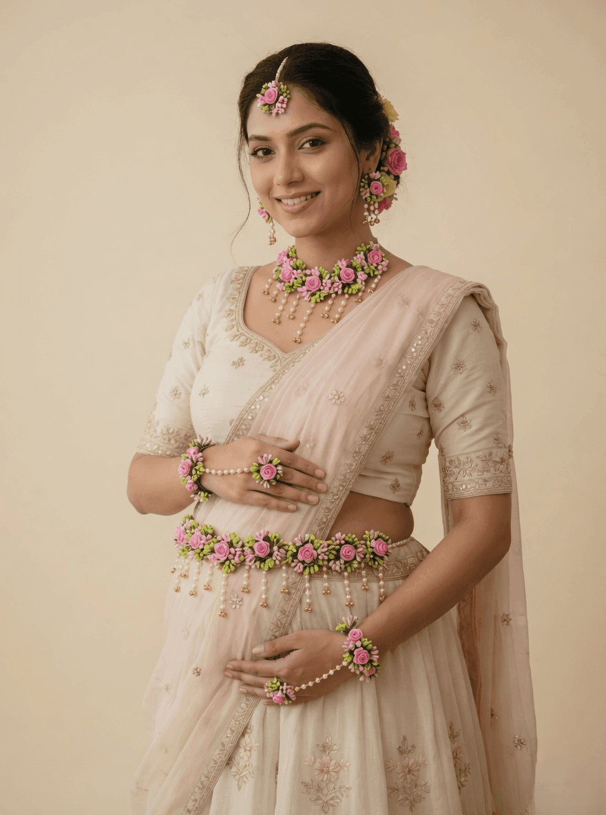 Floral Artificial Jewellery Set for Baby Shower Style