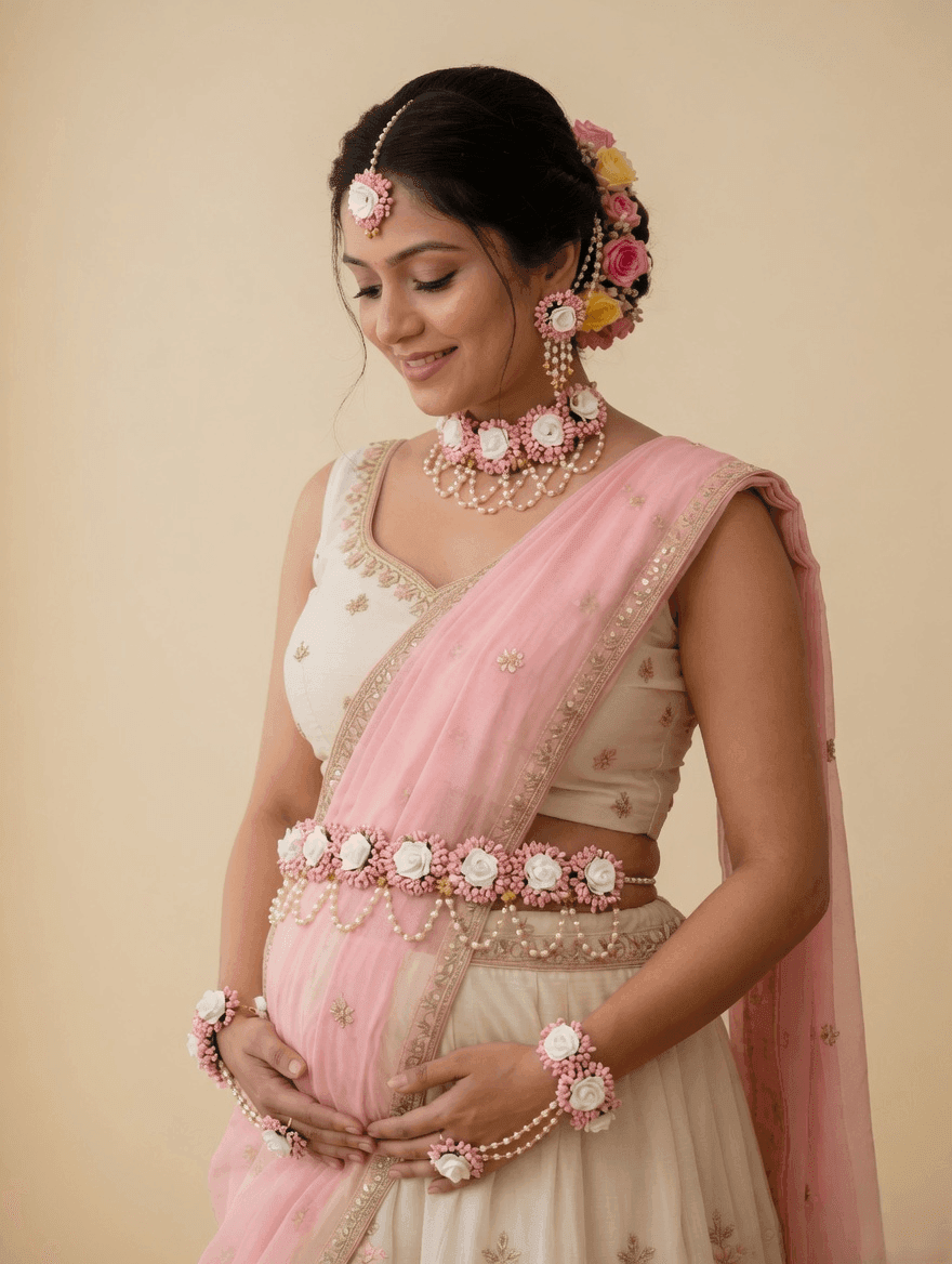 Handmade Floral Jewellery Set with Bangles