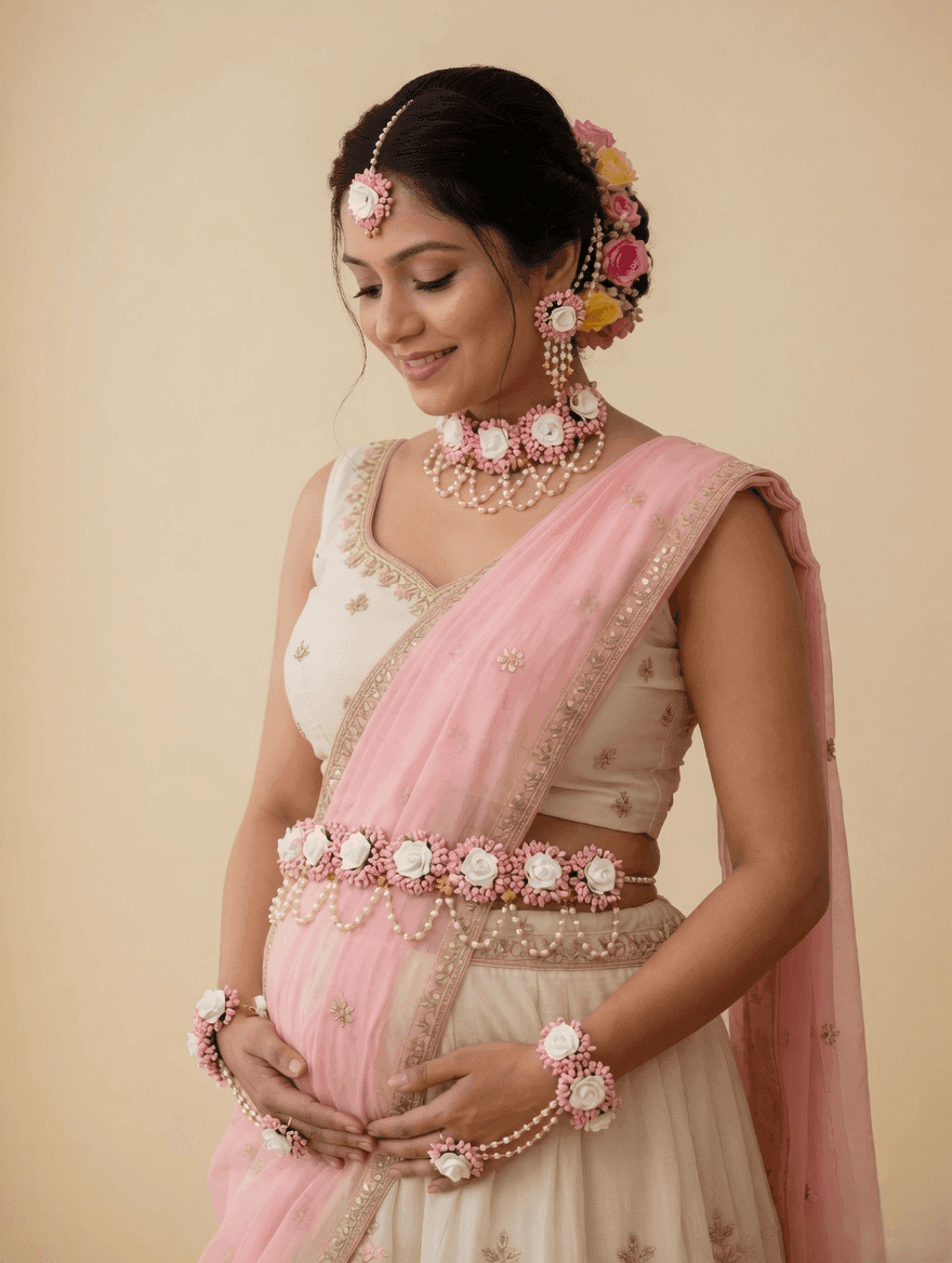 Handmade Floral Jewellery Set with Bangles