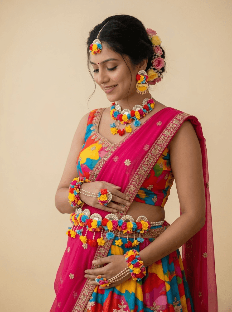 Floral Jewellery Set for Indian Baby Shower