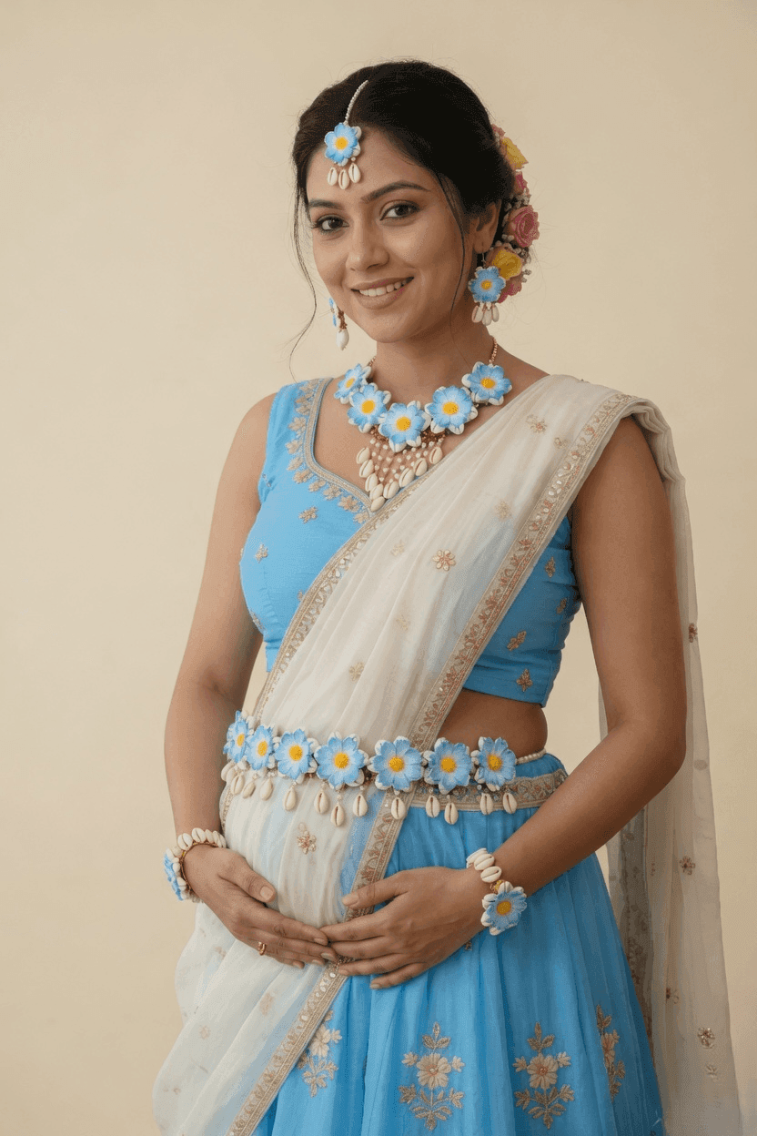 Floral Jewellery Baby Shower Necklace Set for Pregnant Women