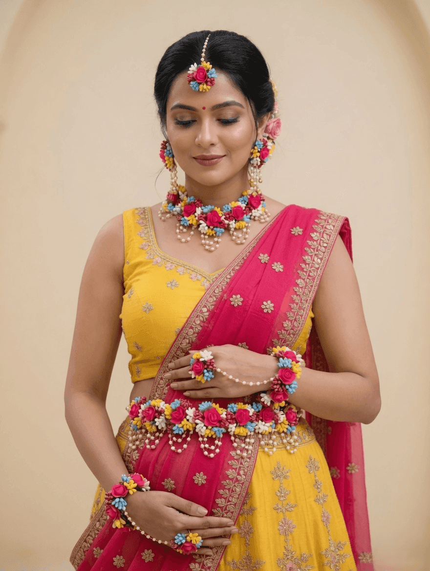 Floral Baby Shower Jewellery Set for Saree Women