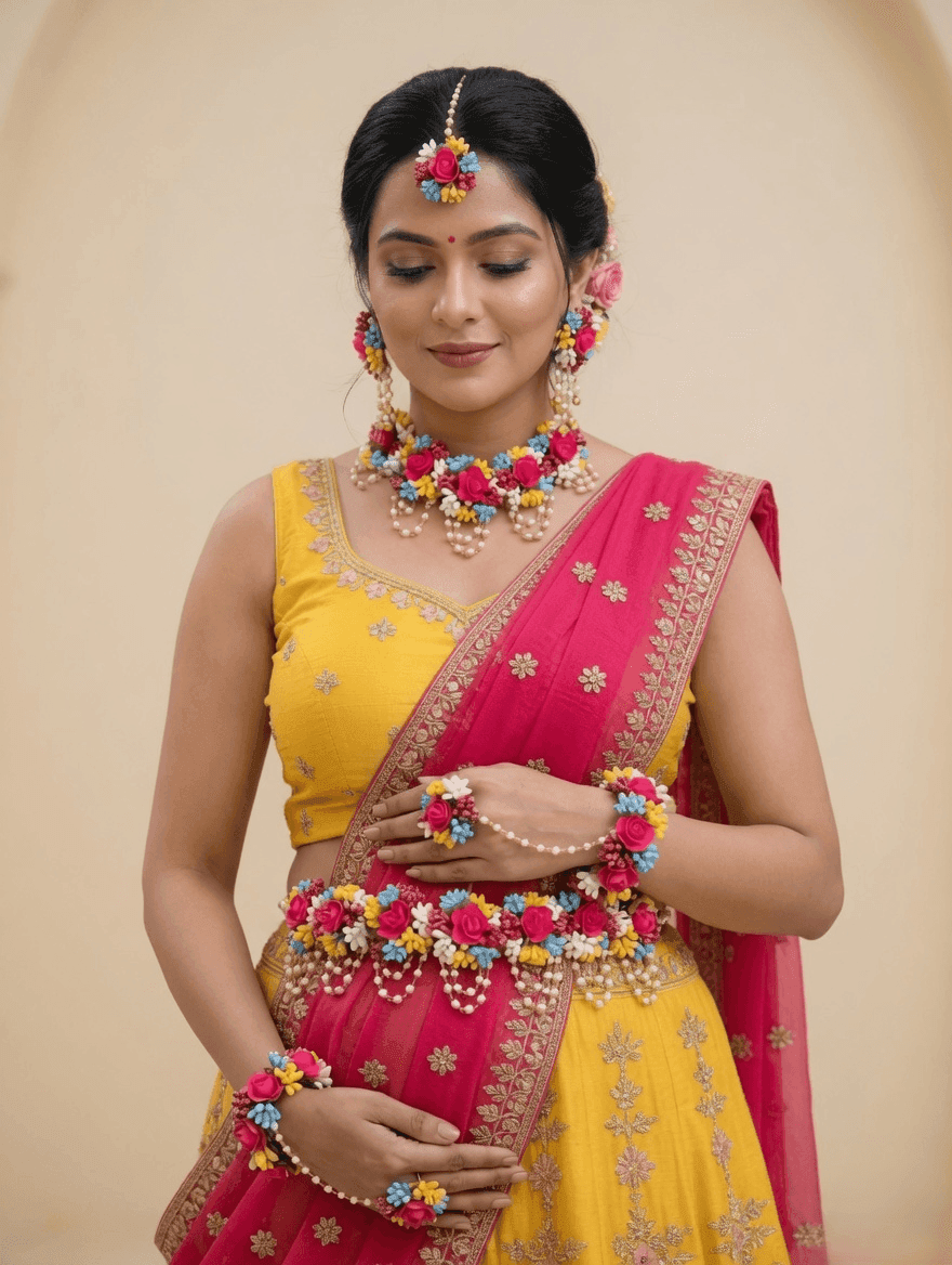 Floral Baby Shower Jewellery Set for Saree Women