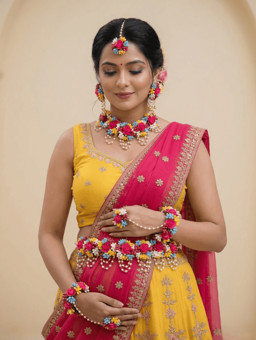 Floral Baby Shower Jewellery Set for Saree Women