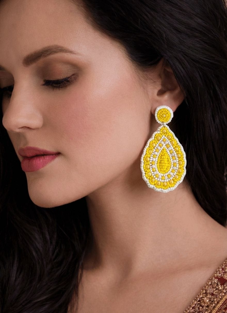 Gulnaaz Handmade Earrings-Chic Handmade Beaded Pink & White Indian Style Earrings for Women & Girls