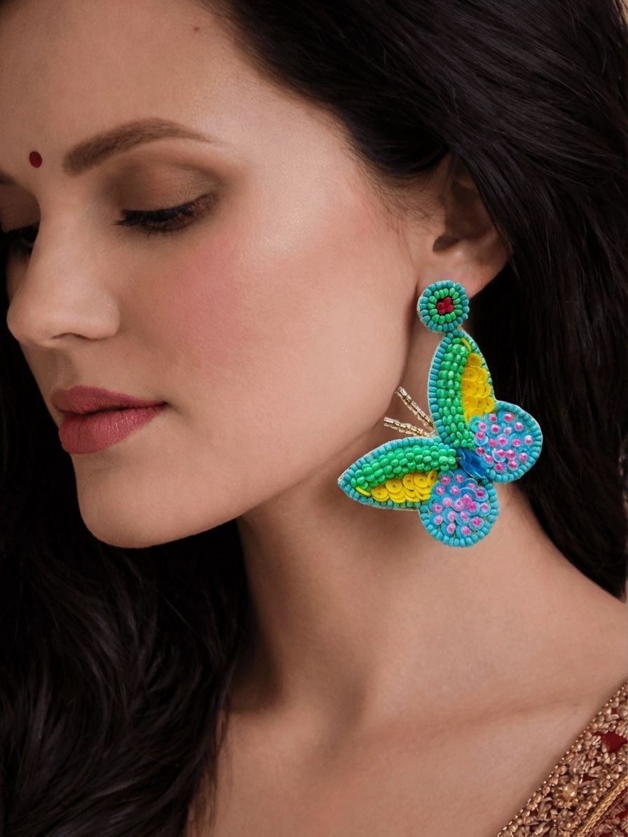 Quirky Butterfly Handmade Beaded Earrings for Women & Girls