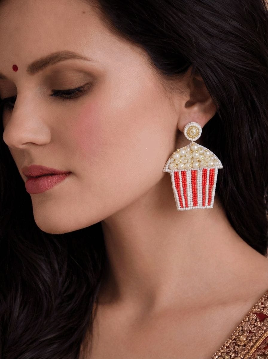 Fashionable Popcorn Beaded Pearl Drop Earrings for Party Goer Girls & Women