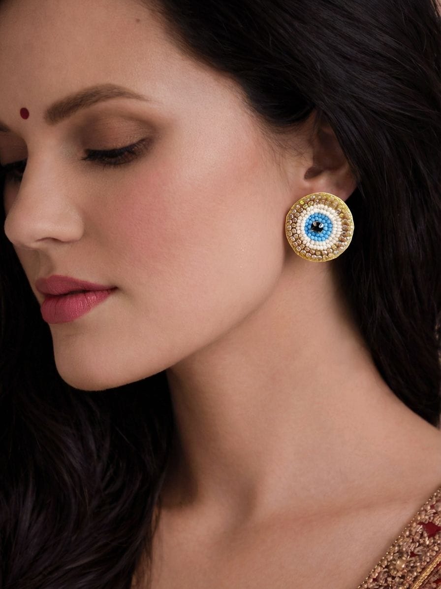 Unique 'Evil Eye' Beaded Stud Earrings for Women/Girls