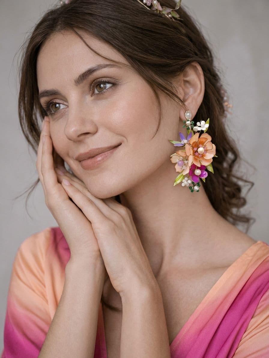 Multicolor Floral Resin Drop Earrings for Women