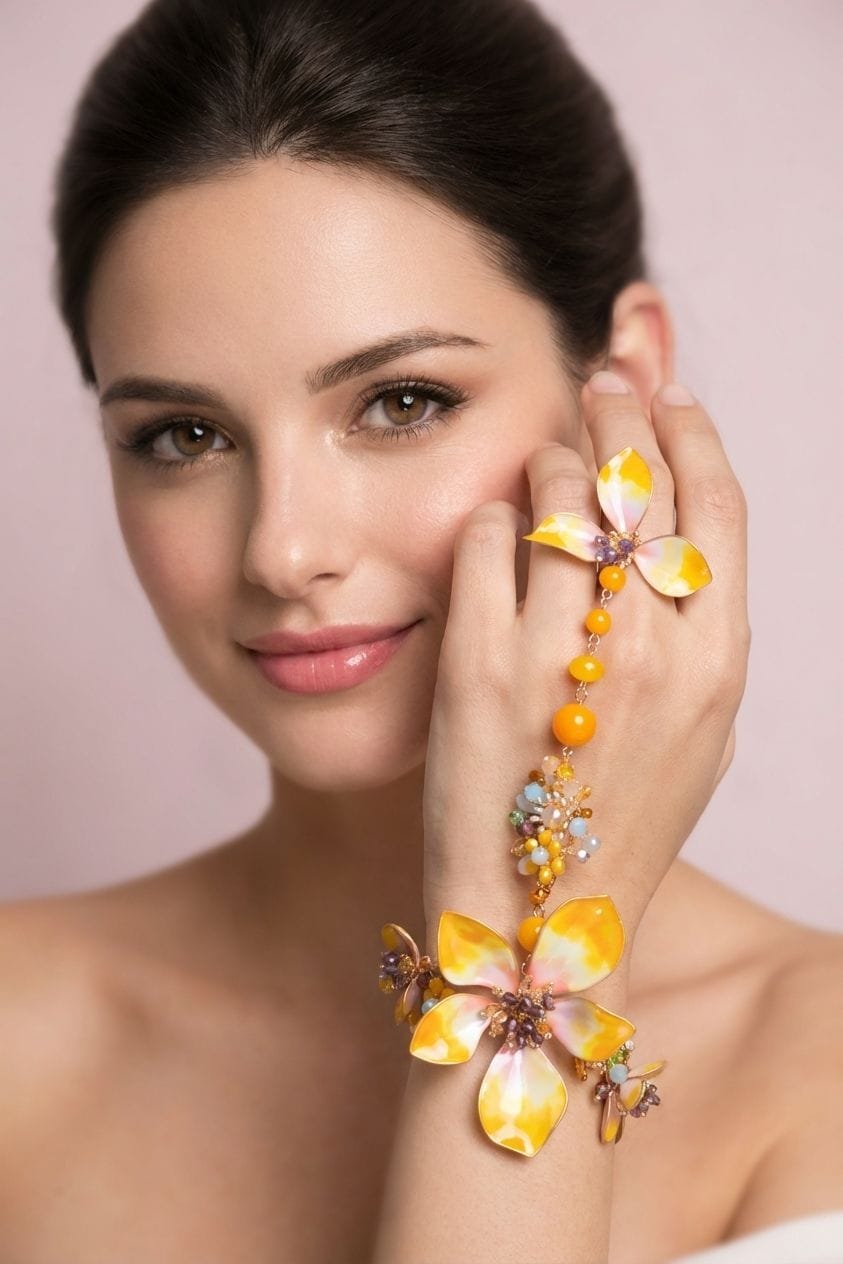 Resin Blossom Hand Harness Hathphool: Exclusive Handmade Flower Jewellery