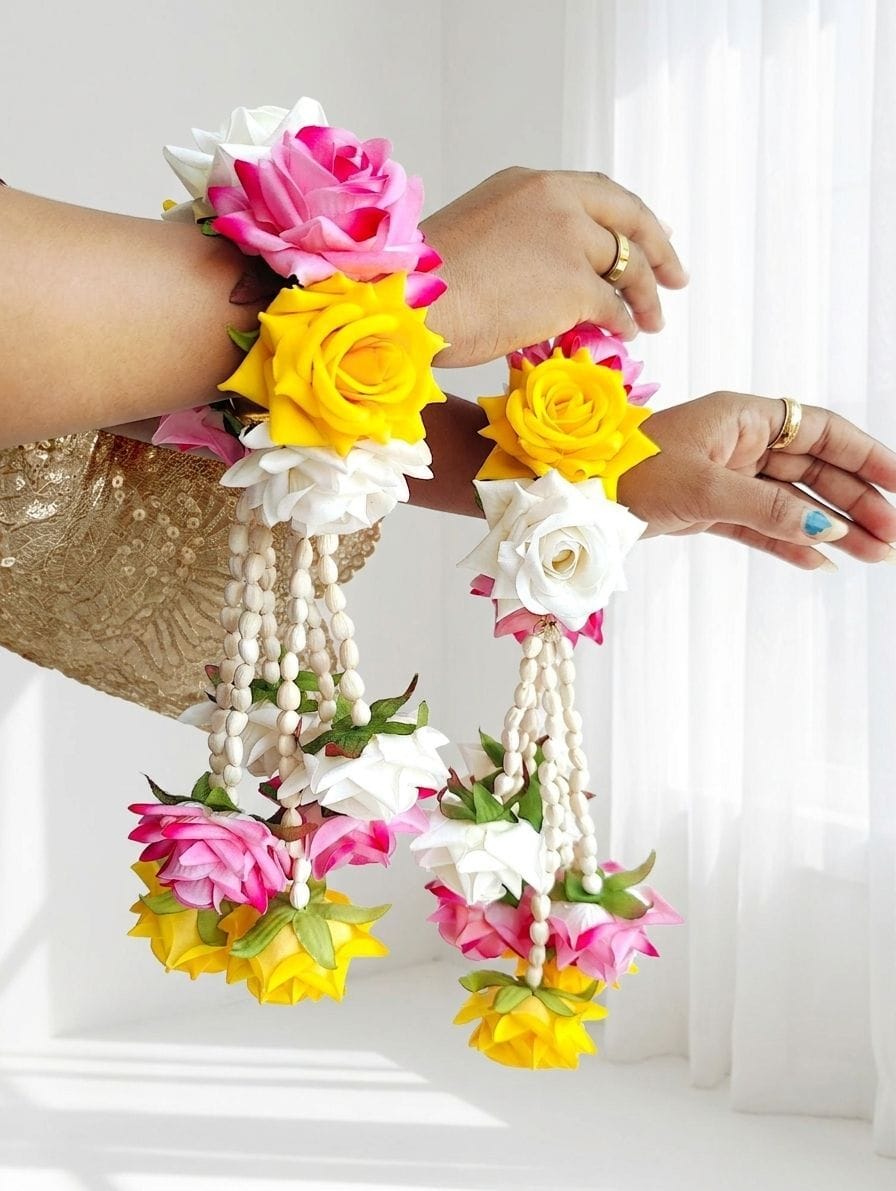 Floral Haldi Bridal Bangles Kalira Set