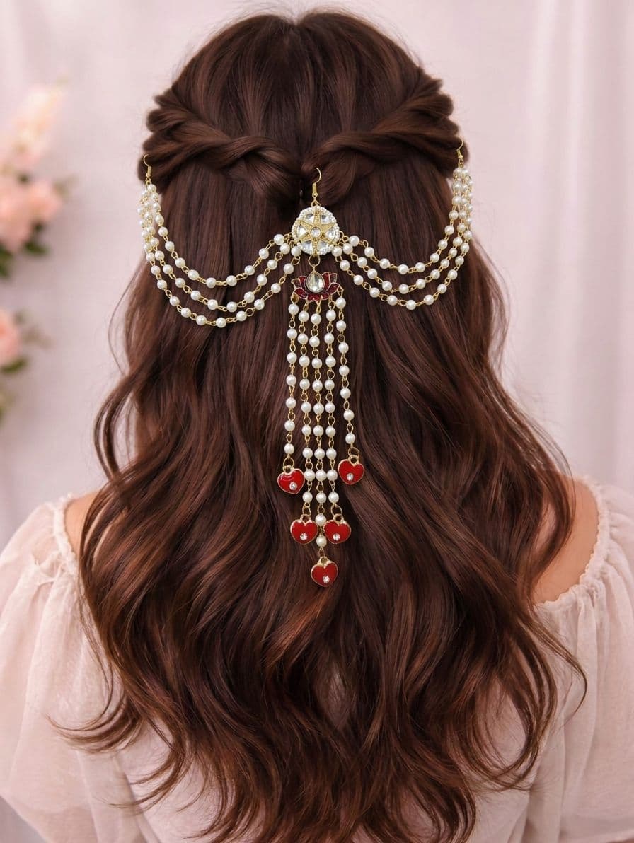 Handmade Shell & Pearl Heart Hair Accessories