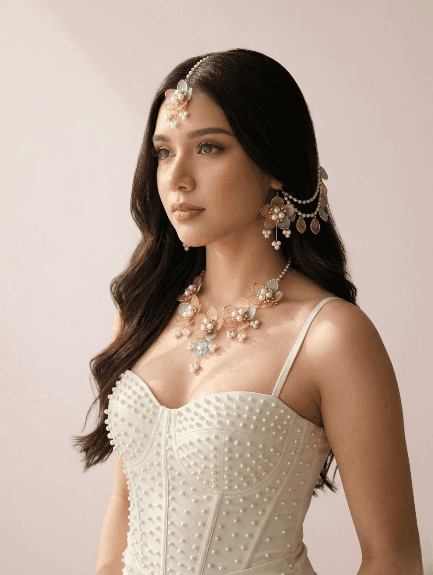 Carnival Resin Art: Multi Floral Bridal Jewellery Set for Haldi-Mehndi