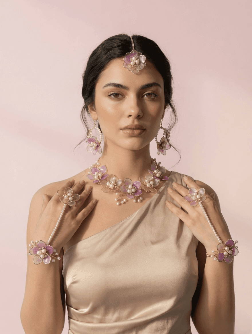 Lavender Acrylic Flowers Carnival Jewelry Set