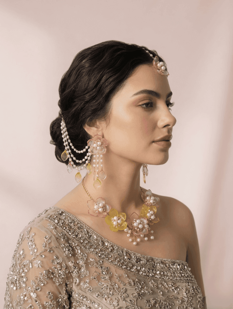 Sun-Kissed Yellow Floral Haldi Carnival Jewelry Set for Brides