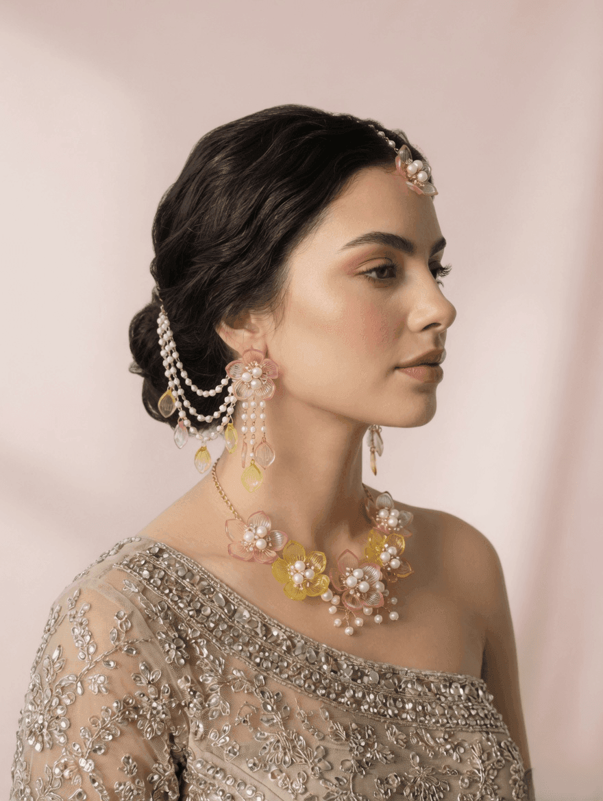 Sun-Kissed Yellow Floral Haldi Carnival Jewelry Set for Brides