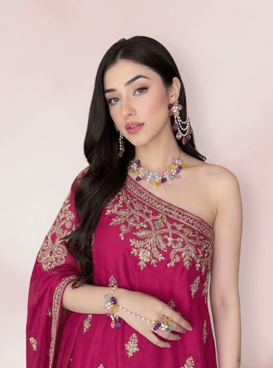 Powder Blue Floral Haldi Bridal Jewellery Set